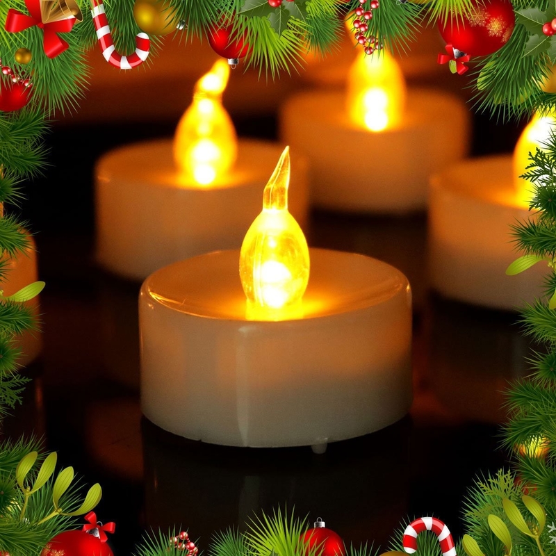 12 pieces yellow led tea lights candles with battery powered candles decorations - Christmas Decorations Battery Operated Candles 12 pieces yellow led tea lights candles with battery powered candles decorations - Christmas Decorations Battery Operated Candles