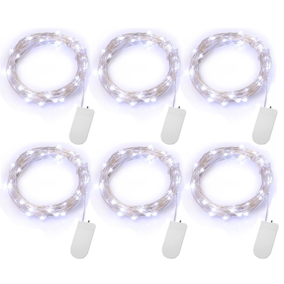 6 PCS Cool White Battery Operated Led String Lights For Party Decorations