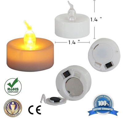 Amber Yellow Flickering Battery Operated Tealight Candles For Halloween Pumpkins