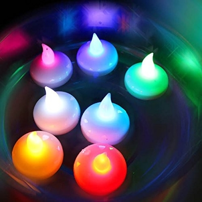 Rainbow Color LED Flameless Floating Tea Light Candles High Safety Easy To Use