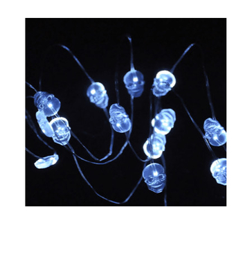 White Skull Figure Battery Powered Led String Lights For Room Decorations