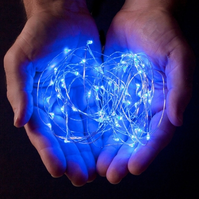 Ultra Thin Blue Battery Operated Led String Lights Outdoor With 2.2M Length