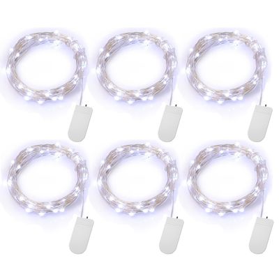 6 PCS Cool White Battery Operated Led String Lights For Party Decorations