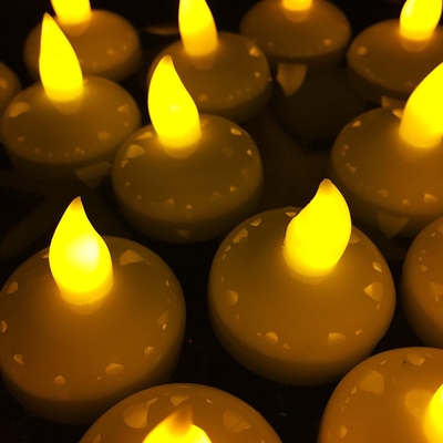 Set Of 12 Flickering Led Candle Light Yellow Tealight With Battery Replacement