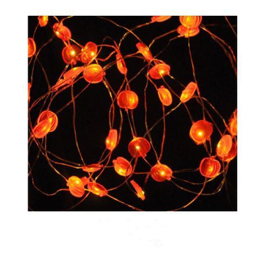 Double - Deck Battery Operated Led String Lights Orange Pumpkin Lantern Design